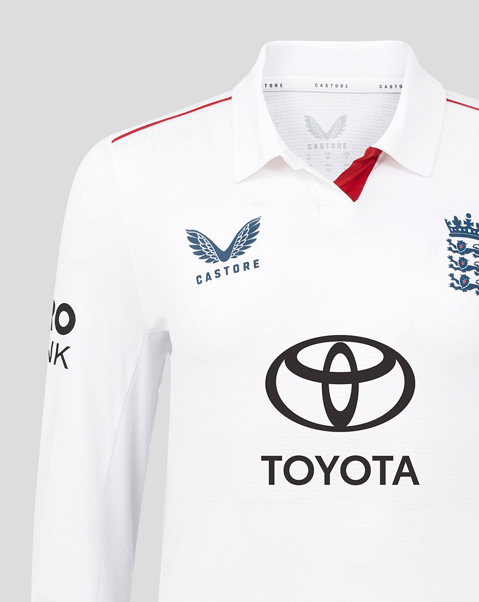 Womens 26/27 England Cricket Test Pro Long Sleeve Shirt - White