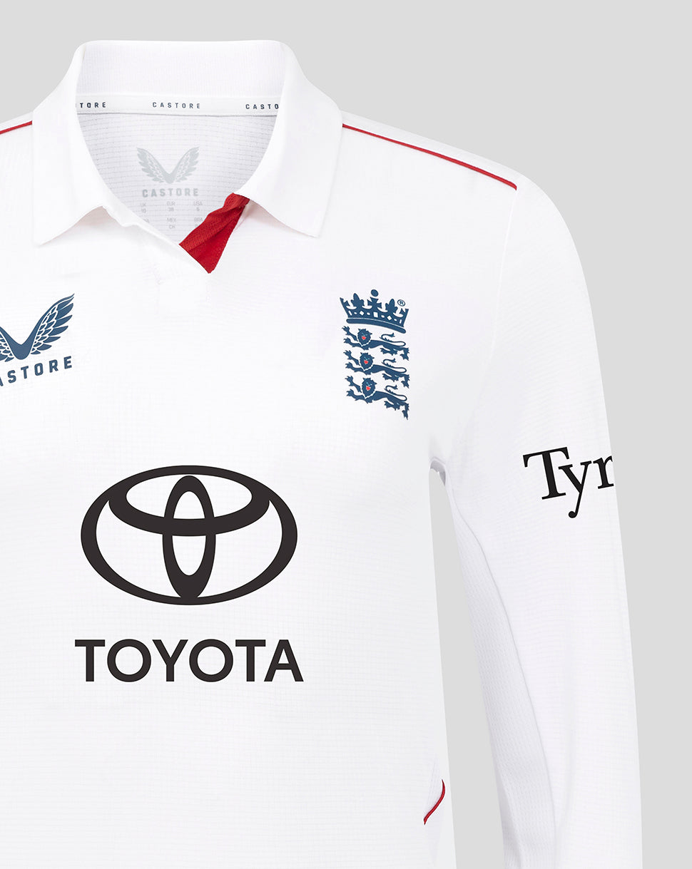 Womens 26/27 England Cricket Test Pro Long Sleeve Shirt - White