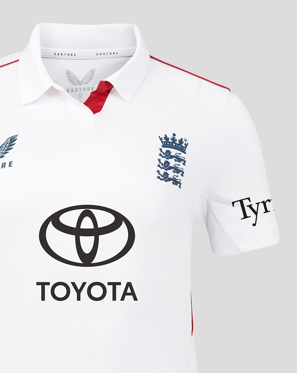 Womens 26/27 England Cricket Test Pro Short Sleeve Shirt - White