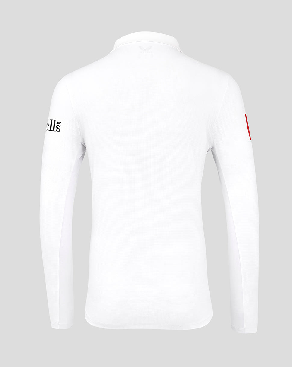 Mens 26/27 England Cricket Test Pro Long Sleeve Shirt - White