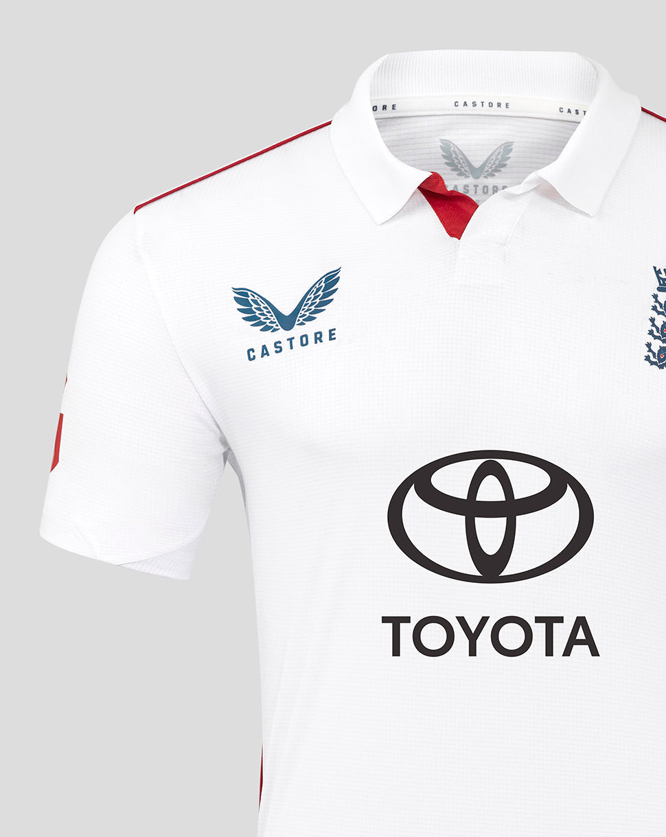 Mens 26/27 England Cricket Test Pro Short Sleeve Shirt - White